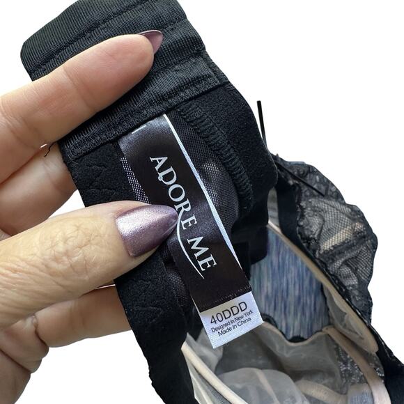 Adore Me Black Unlined Lace Bra Sexy Plus Size 40DDD - Picture 4 of 4